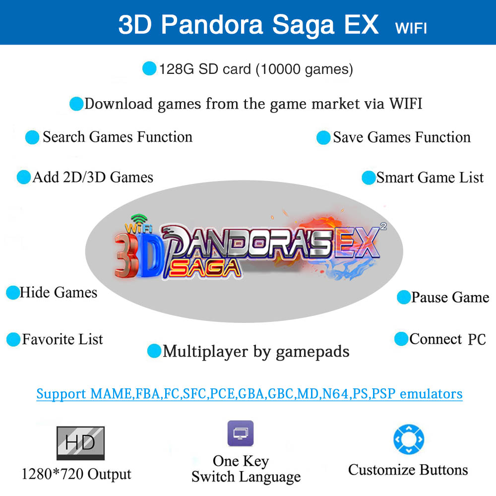 128GB 3D Pandora Saga EX2 Arca - Trackball Controller Arcade 评论和价格