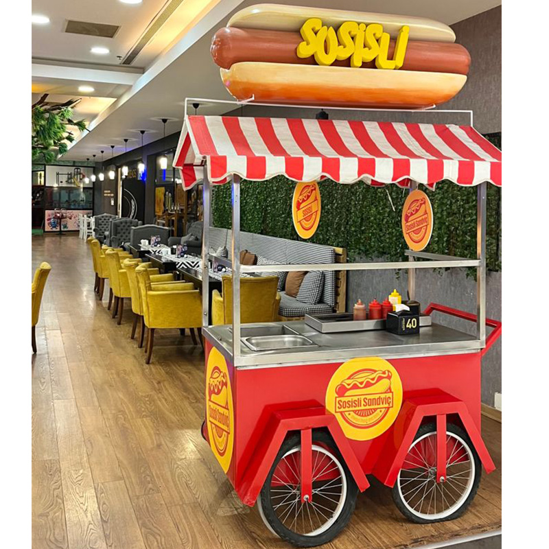 Hot Sale Custom Metal 4-Wheel  - Hot Dog Vending Cart 评论和价格
